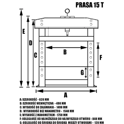 Гідравлічний прес 15 т з двоступеневим насосом Bass Polska 3247