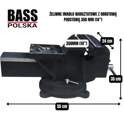 Чавунні лещата з поворотною основою 350 мм Bass Polska 3265