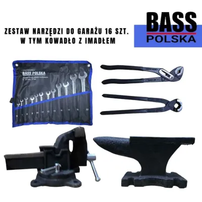 Набір гаражних інструментів 16 шт. з ковадлом і лещатами Bass Polska 3277