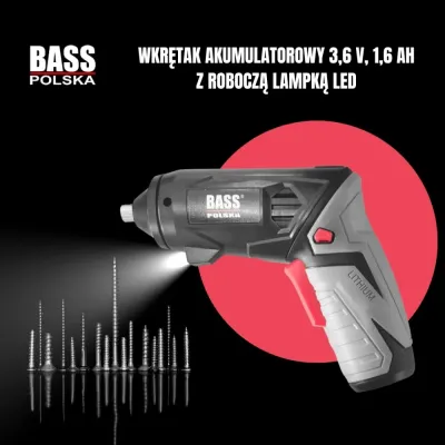 Акумуляторна викрутка 3,6 В, 1,6 А·год Bass Polska 5318