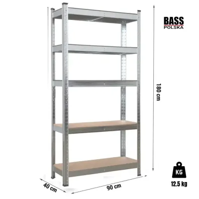 Металевий стелаж 180×90×40 см, оцинкований Bass Polska BH 30601