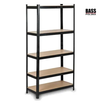 Металевий стелаж 180×90×40 см, чорний Bass Polska BH 30602