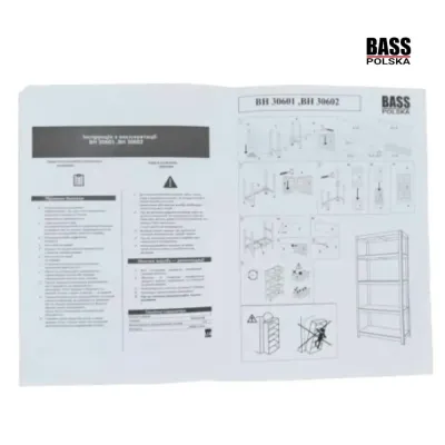 Металевий стелаж 180×90×40 см, чорний Bass Polska BH 30602